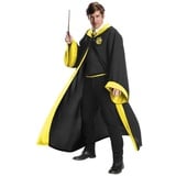 Charades Zauberer-Kostüm Harry Potter Hufflepuff Premium, Hochwertiges Harry Potter Cosplay-Kostüm für Hogwarts-Zauberschüler schwarz XS