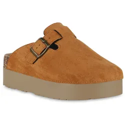 Damen Pantoffeln in Hellbraun
