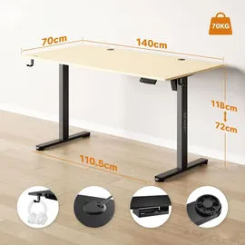 SENSE7 Schreibtisch NOJO elektrisch höhenverstellbar Schwarz / Weiß