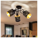 ETC Shop Decken Leuchte Dekor Stanzungen Design Strahler schwarz gold Wohn Zimmer Beleuchtung Spot Rondell Lampe