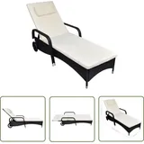 The Living Store Sonnenliege Mit Polster & Rollen Poly Rattan Schwarz - Sonnenliege - Relaxliege - Gartenmöbel - Rattan Möbel - Outdoor Möbel