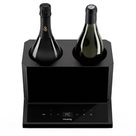 h.koenig Weinkühler LVX28, 2 Flaschen, Weißwein, Rotwein, Rosé, Champagner, bis zu 9 cm Durchmesser, einstellbare Temperatur von 5 °C bis 18 °C, digitale Steuerung, thermoelektrisches System, 87 W