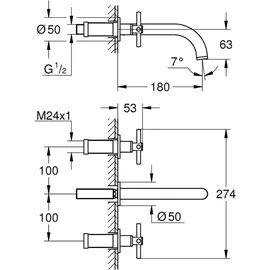 Grohe Atrio 3-Loch-Waschtisch-Batterie Chrom