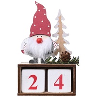 Kalenderverzierung Schöne Weihnachtsmann -Holz -Weihnachtskalender -Ornament für Zuhause-Rot