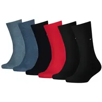 TOMMY HILFIGER Kinder Socken, 6er Pack - ECOM, TH Basic, einfarbig Blau/Schwarz/Rot 27-30