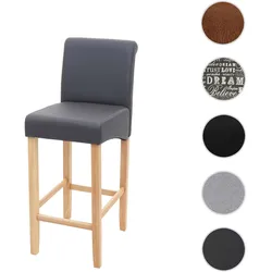 Barhocker HWC-C33, Barstuhl Tresenhocker, Holz MVG-zertifiziert ~ grau matt, helle Beine, Kunstleder