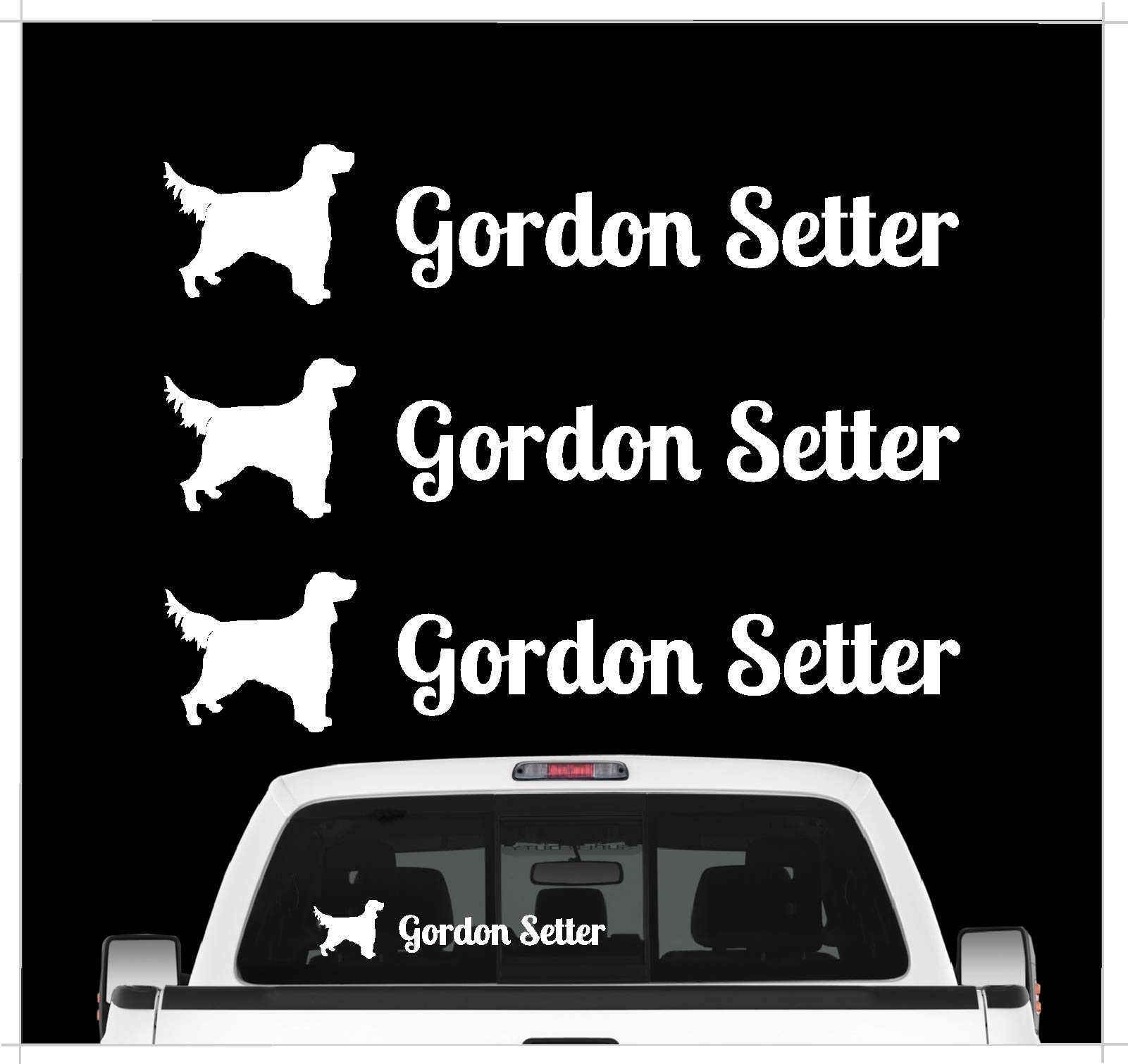 siviwonder Gordon Setter - 3er Set Auto Aufkleber Autoaufkleber Hundemotiv Hundeaufkleber autoaufkleber Hund Folie Aufkleber weiß