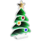 IDENA 30550 - LED Infinity Mirror Weihnachtsbaum, ca. 13 x 5,5 x 22 cm, Deko Lampe mit 80 SMD-LEDs und 3D Effekt, Weihnachtsdeko für Innen, batteriebetrieben