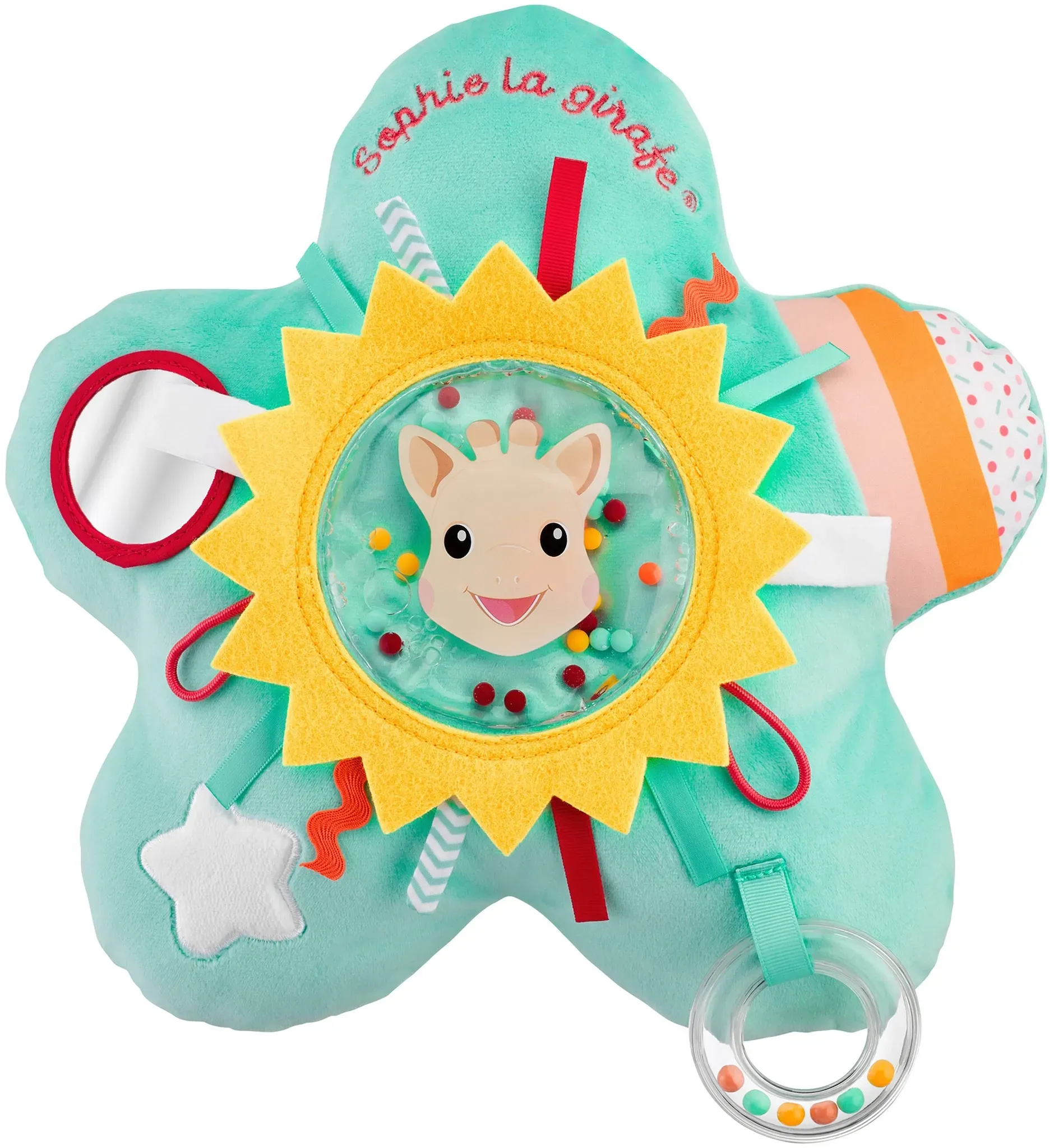 Sophie la girafe 5 Sinne Activity-Kissen Sonne, tuerkis