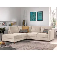 Lisa Design Jake - Ecksofa mit Schlaffunktion - 5-Sitzer - Samt - Links Beige