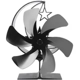 Ofenventilator Mit 6 Flügeln, Kaminventilator, Wärmebetrieben, Schnelle Luftzirkulation, Halbmondförmiges Lüftermuster, Thermoelektrischer Ventilator Für Holzöfen, Schwarz