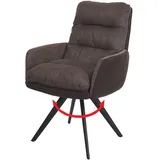 Mendler Esszimmerstuhl HWC-G66, Küchenstuhl Stuhl, drehbar Auto-Position Stoff/Textil MVG ~ braun-dunkelbraun, mit Armlehne
