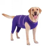 Lelepet Hundebody Nach Op Hinterbein, Hunde Leckschutz mit Beinen, OP Body Hund Kastration Rüde Hündin, Kastrationsbody Verstellbares Genesungsanzug, Anti-Leck Erholungsanzug für Hunde, Lila 3XL