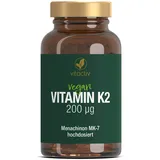 VITACTIV Vitamin K2 Tabletten 200 μg - 90 Stück (3 Monate) - Vitamin K2 MK7 All Trans Menaquinon - Für Knochen & Blutgerinnung, Alternative zu K2 Tropfen - Hochdosiert, hohe Bioverfügbarkeit, Vegan