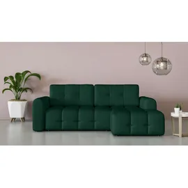OTTO home Ecksofa Manilla, wahlweise mit Bettfunktion, B/T/H 265/170/91 cm, L-Form mit Recamiere rechts/links bestellbar, Wellenunterfederung grün