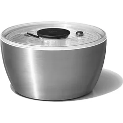 OXO Steel Salatschleuder Edelstahl mit Deckel Küchenhelfer 6 Liter Salattrockner