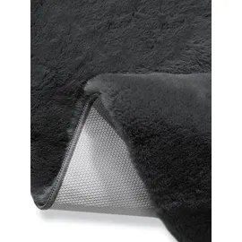 benuta nest Kunstfell-Teppich, Anthrazit, Textil, Beton Optik, Rund, 180x180 cm, Oeko-Tex® Standard 100, wasserabweisend, Teppiche & Böden, Teppiche
