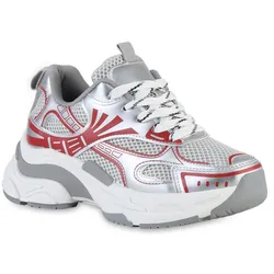 Damen Plateau Sneaker in Silber