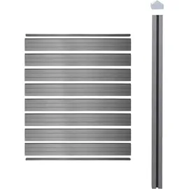 MCW WPC-Sichtschutz Savoie, Zaun Windschutz, WPC-Pfosten zum Einbetonieren ~ Erweiterungselement schmal, 98cm grau