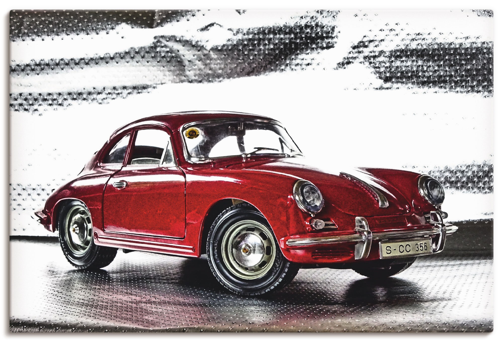 Wandbild ARTLAND "Klassiker - Der Porsche 356" Bilder Gr. B/H: 90 cm x 60 cm, Leinwandbild Auto Querformat, 1 St., rot Kunstdrucke