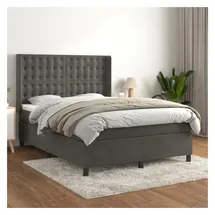 vidaXL Boxspringbett mit Matratze Dunkelgrau 140x200 cm Samt