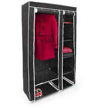 Relaxdays 4052025047252 Schlafzimmer-Schrank 5 Fächern, HBT: 174 x 107 x 42,5 cm, stabiler Faltschrank mit Bezug, schwarz