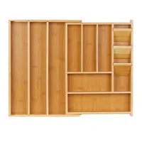 Relaxdays Besteckkasten, ausziehbar, 8–11 Fächer, HxBxT: 5,5 x 32–54