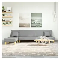 VidaXL Schlafsofa in L-Form Hellgrau 255x140x70 cm Stoff