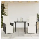 vidaXL Gartensessel mit Kissen 2 Stk. Verstellbar Schwarz Poly Rattan