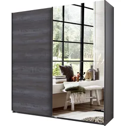 Schwebetürenschrank WIMEX "Herne", grau (graphit, front digi, steel optik), B:180cm H:198cm T:64cm, Spanplatte, Schränke, Mit Spiegeltür