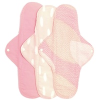 Vimse Waschbare Damenbinden Pink Sprinkle 3er Pack Sanitary Pads (Night)
