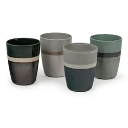 1x4 Bredemeijer Mugs Sven  200ml Tassen Steingut Streifen  147080