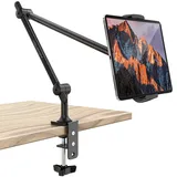 AboveTEK Hochwertige Tablet-Halterung, Verstellbare Tablet Ständer Arm mit 360°-Drehung für Schreibtisch und Bett, Handy-Ständer kompatibel mit 4,7-13,5 Zoll iPad Pro Air Mini Galaxy Tab - Schwarz