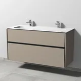 Sanipa Keramik-Waschtisch-Set mit Waschtischunterschrank „Twiga“ 119 × 50 × 61 cm in Sandgrau (matt), ohne Beleuchtung