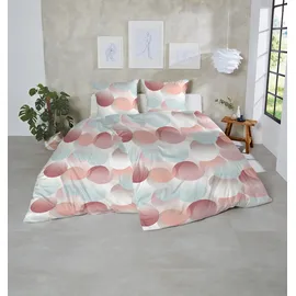 Primera Perkal-Bettwäsche Zeitreise Kreise Rot 135 x 200 cm + 80 x 80 cm