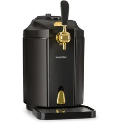 Klarstein Skal Bierzapfanlage Bierkühler 5l Fässer CO2 Edelstahl Schwarz / Antik-Gold-Metallic