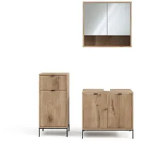 Vicco Badmöbel-Set Eliza Viking Oak 3 Teile mit Midischrank