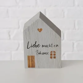 Boltze Dekoaufsteller Mein Haus grau weiß natur Holz 3 tlg. - Beige