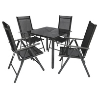 VCM Garten-Essgruppe 5-tlg. Tisch 80 x 80 cm schwarz