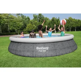 BESTWAY Fast Set Aufstellpool ⌀ 457 x 84 cm Grau inkl. Filterpumpe