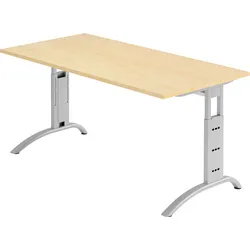 bümö manuell höhenverstellbarer Schreibtisch 160x80 cm in Ahorn - PC Tisch höhenverstellbar & groß, höhenverstellbarer Tisch Büro, großer