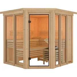 Karibu Sauna Airi Superior mit Eckeinstieg 68 mm Inkl. Dachkranz Ohne Ofen