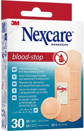 Nexcare 3M Blood-Stop Pflaster Verschiedene Größen 30 Stück (N1730AS)