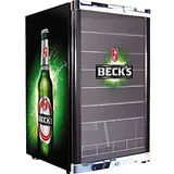 °CUBES Becks Bierkühlschrank 115L | Getränkekühlschrank groß mit Glastür, perfekt für Partys & Gewerbe | Energieeffizient, 84,5 cm hoch, 104 kWh/Jahr - Flaschenkühlschrank groß