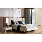 Xlmoebel Komplettschlafzimmer Loft Schlafzimmerbett mit 2 Nachttischen und Schrank, 4-teiliges Set, (4-tlg., Kleiderschrank, Bett, 2x Nachttische), Hergestellt in Europa weiß