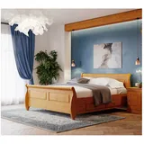 Lomadox Schlafzimmer-Set TERMOLI-163, (Spar-Set, 3-tlg., Bettgestell Nachttische), Kiefer massiv, 140 cm Liegefläche, viel Stauraum braun