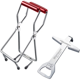 Westmark Set, 2tlg.: 1 Schraubdeckelöffner + 1 Glasheber, Hochwertiger Kunststoff/Stahl, Vacumex, Silber/Rot, 105322E6, 25 x 10 x 7 cm