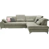 Set One by Musterring Ecksofa "SO 3400 Sitzhöhe 47cm oder 49cm, Sitztiefe verstellbar, B/T 317/220 cm", grün (famosa grün), B:317cm H:84cm T:220cm, 100% Polyester, SET ONE BY MUSTERRING, Sofas, Ecksofa, Kaltschaumpolsterung, Flachgewebe, whlw. mit Funktionen, Sitzhöhe 47