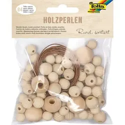 Holzperle, 84 Stück, natur sortiert