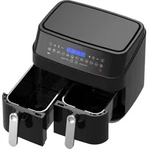 Epiq XXL Doppel Heißluftfritteuse 9 Liter (2x 4,5Liter) zwei separat gesteuerten Frittier-Körben / Cool-Touch-Griffen... - Schwarz